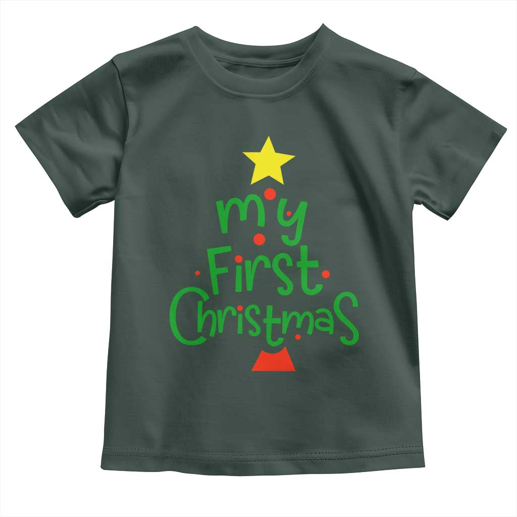 My First Christmas Family Matching Toddler T Shirt TS09 Dark Forest Green Print Your Wear