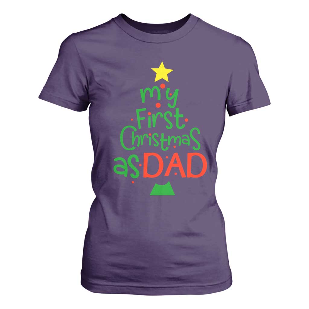 My First Christmas As Dad Family Matching T Shirt For Women TS09 Purple Print Your Wear