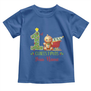 Personalized First Christmas Toddler T Shirt Custom Name Baby Gingerbread My 1st Xmas TS09 Royal Blue Print Your Wear