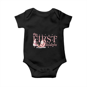 Cute First Christmas Baby Onesie Pink Santa Snowman TS09 Black Print Your Wear
