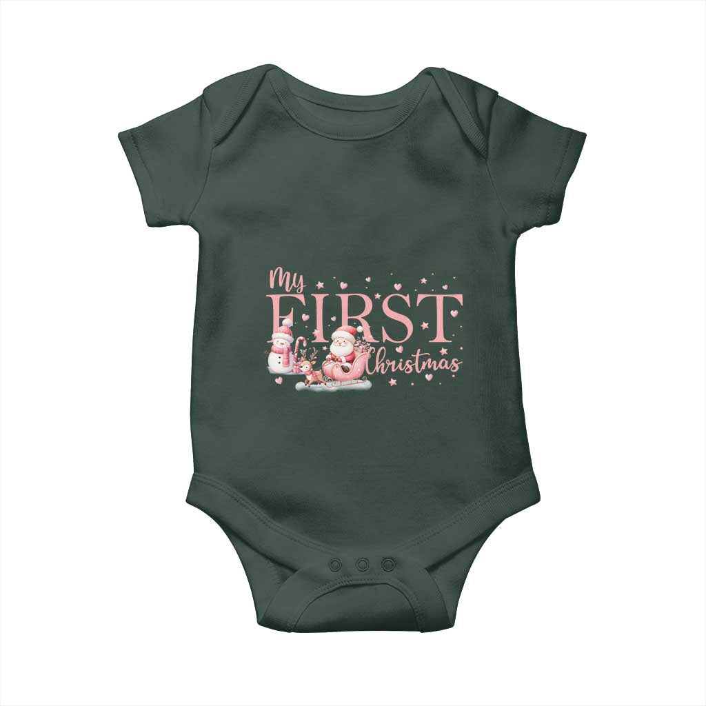 Cute First Christmas Baby Onesie Pink Santa Snowman TS09 Print Your Wear