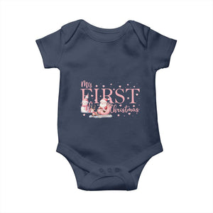 Cute First Christmas Baby Onesie Pink Santa Snowman TS09 Navy Print Your Wear