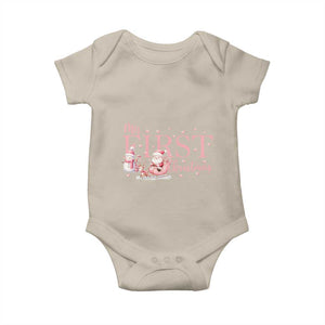 Cute First Christmas Baby Onesie Pink Santa Snowman TS09 Sand Print Your Wear