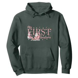 Cute First Christmas Hoodie Pink Santa Snowman TS09 Dark Forest Green Print Your Wear