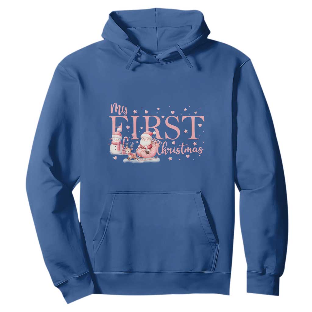 Cute First Christmas Hoodie Pink Santa Snowman TS09 Royal Blue Print Your Wear