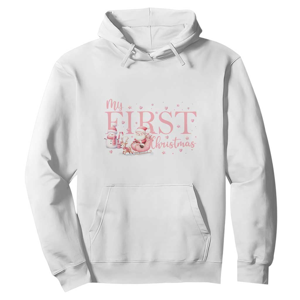 Cute First Christmas Hoodie Pink Santa Snowman TS09 White Print Your Wear