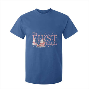 Cute First Christmas T Shirt For Kid Pink Santa Snowman TS09 Royal Blue Print Your Wear