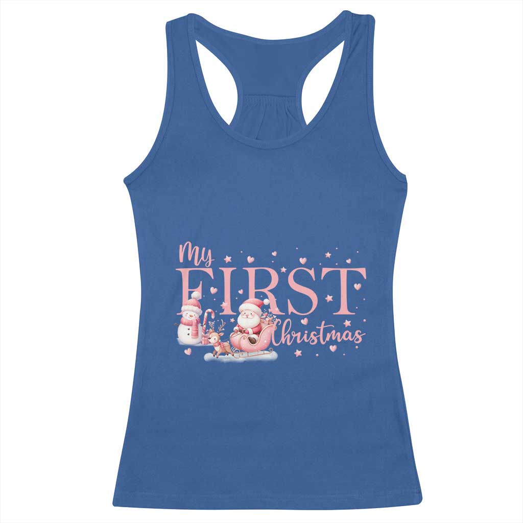 Cute First Christmas Racerback Tank Top Pink Santa Snowman TS09 Royal Blue Print Your Wear