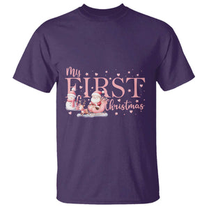 Cute First Christmas T Shirt Pink Santa Snowman TS09 Purple Print Your Wear