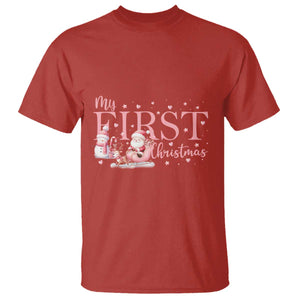 Cute First Christmas T Shirt Pink Santa Snowman TS09 Red Print Your Wear