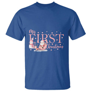 Cute First Christmas T Shirt Pink Santa Snowman TS09 Royal Blue Print Your Wear