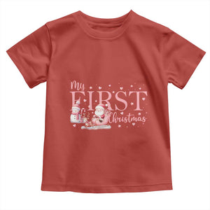Cute First Christmas Toddler T Shirt Pink Santa Snowman TS09 Red Print Your Wear