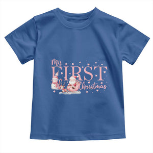 Cute First Christmas Toddler T Shirt Pink Santa Snowman TS09 Royal Blue Print Your Wear