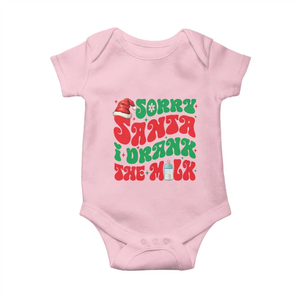 Funny First Christmas Baby Onesie Sorry Santa I Drank The Milk TS09 Light Pink Print Your Wear