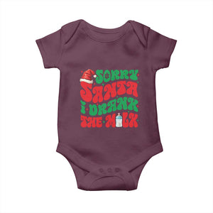 Funny First Christmas Baby Onesie Sorry Santa I Drank The Milk TS09 Maroon Print Your Wear