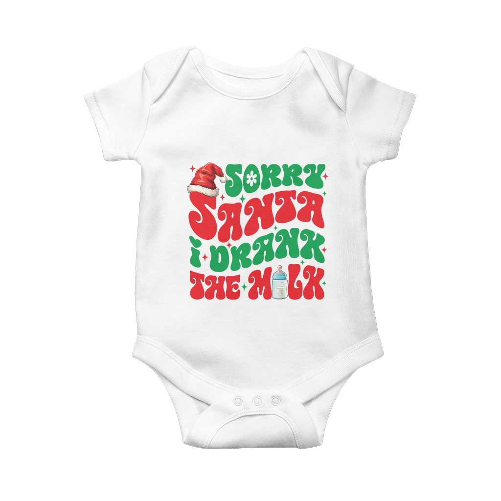 Funny First Christmas Baby Onesie Sorry Santa I Drank The Milk TS09 White Print Your Wear