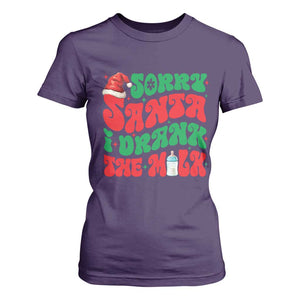 Funny First Christmas T Shirt For Women Sorry Santa I Drank The Milk TS09 Purple Print Your Wear