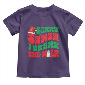 Funny First Christmas Toddler T Shirt Sorry Santa I Drank The Milk TS09 Purple Print Your Wear