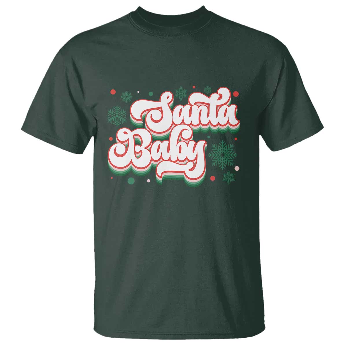 Funny Santa Baby T Shirt TS09 Dark Forest Green Print Your Wear