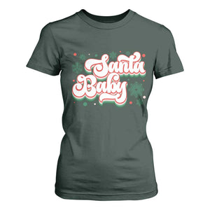 Funny Santa Baby T Shirt For Women TS09 Dark Forest Green Print Your Wear