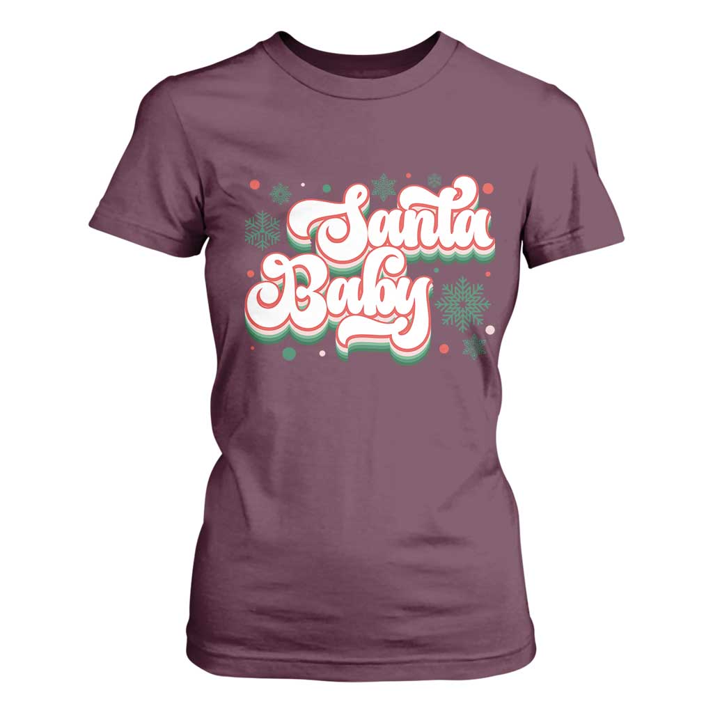 Funny Santa Baby T Shirt For Women TS09 Maroon Print Your Wear