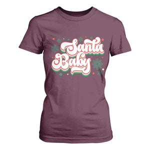 Funny Santa Baby T Shirt For Women TS09 Maroon Print Your Wear