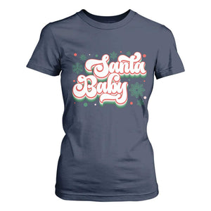 Funny Santa Baby T Shirt For Women TS09 Navy Print Your Wear