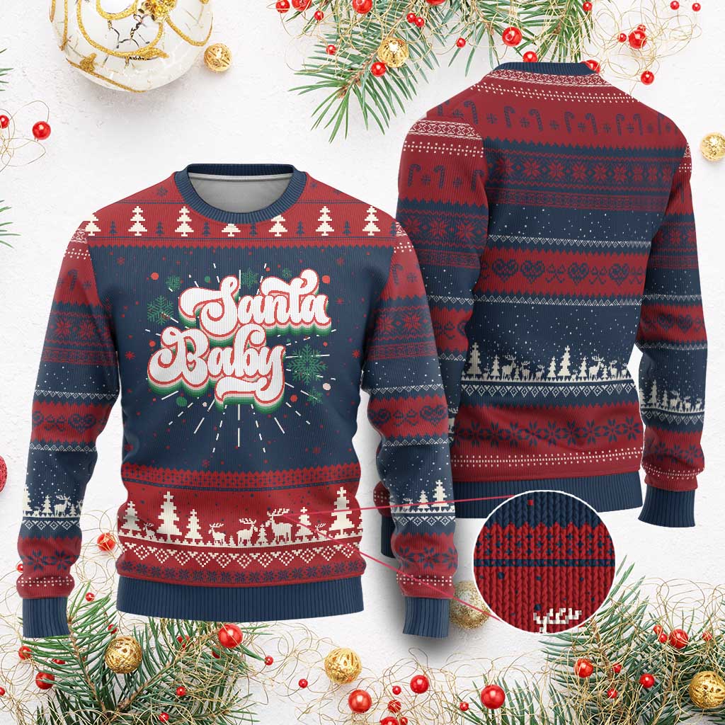 Funny Santa Baby Ugly Christmas Sweater TS09 Burgundy Print Your Wear