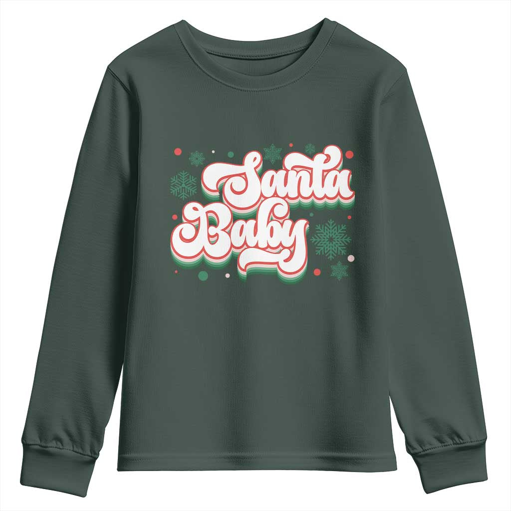 Funny Santa Baby Youth Sweatshirt TS09 Dark Forest Green Print Your Wear