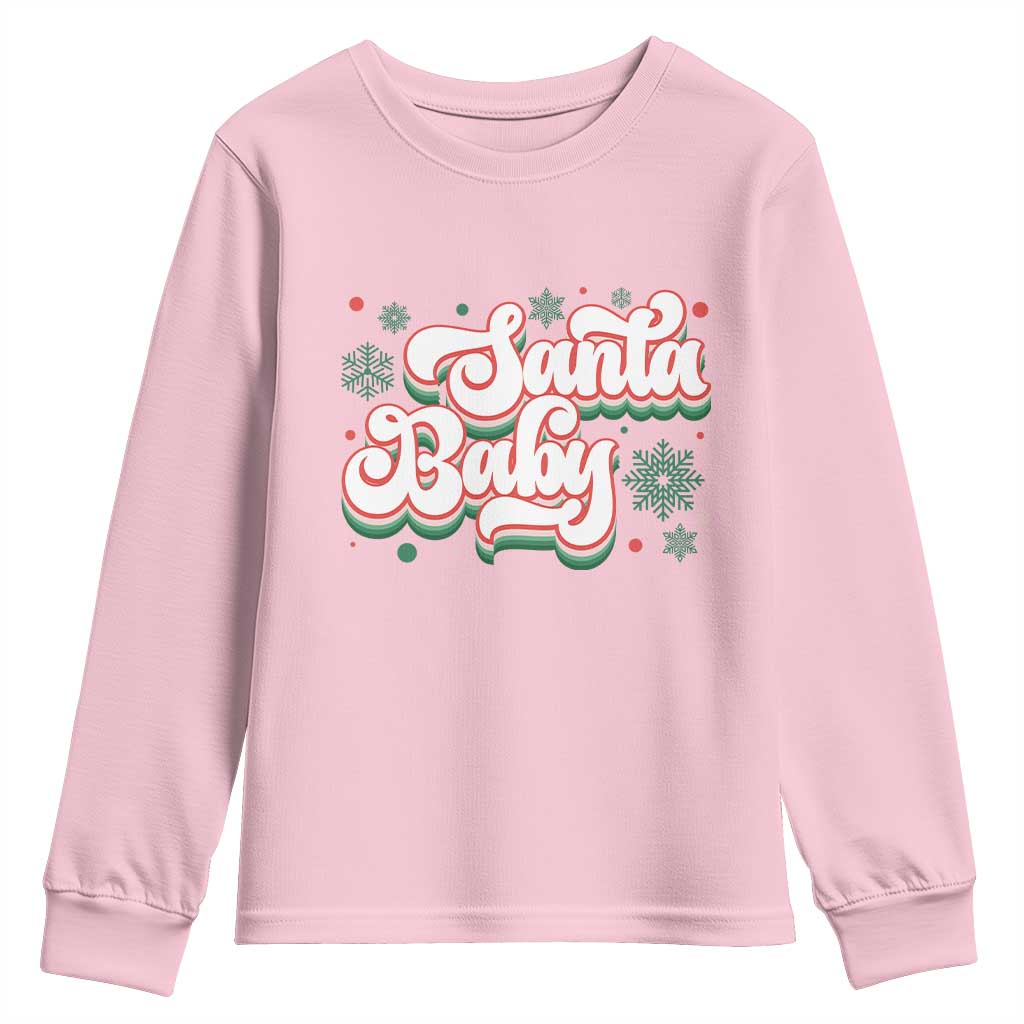 Funny Santa Baby Youth Sweatshirt TS09 Light Pink Print Your Wear