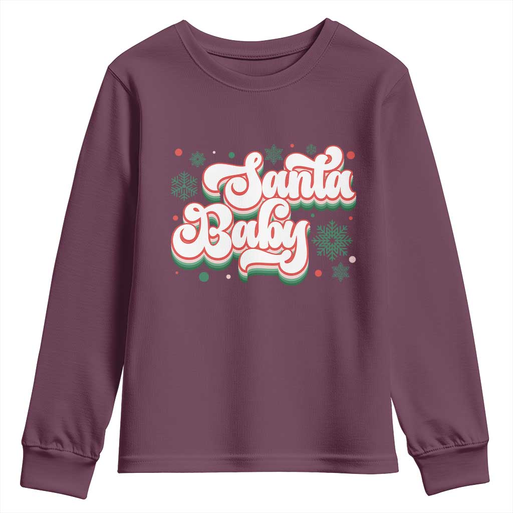 Funny Santa Baby Youth Sweatshirt TS09 Maroon Print Your Wear