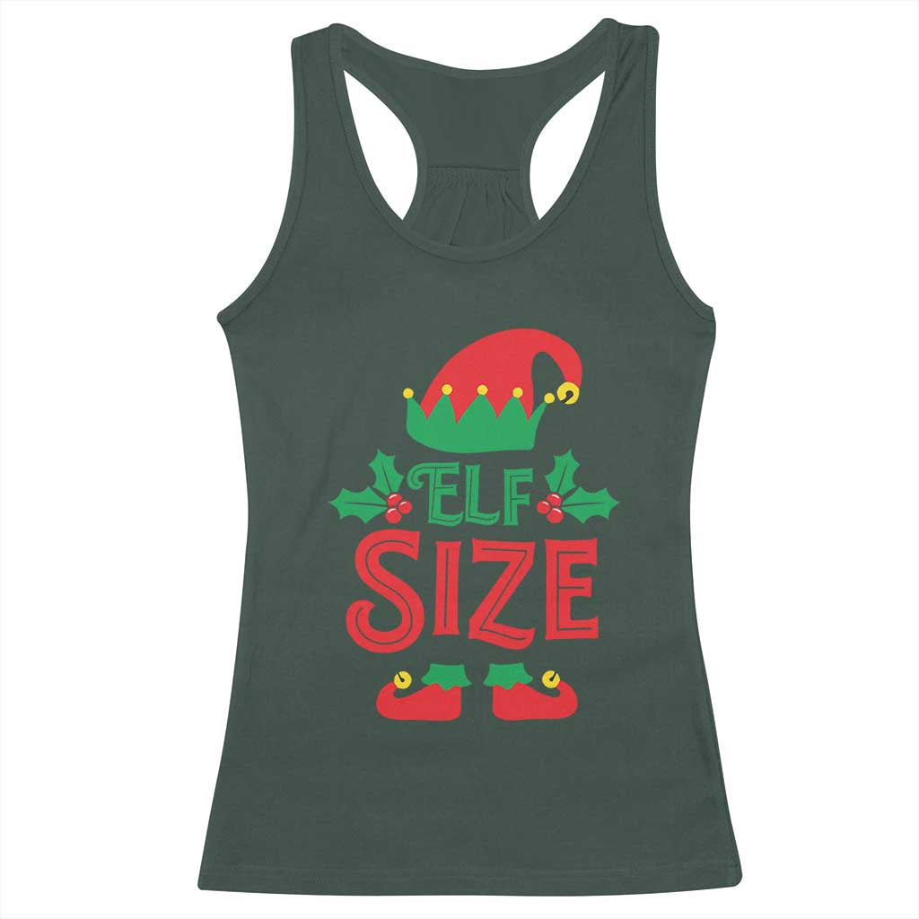 Cute First Christmas ELF Size Racerback Tank Top TS09 Dark Forest Green Print Your Wear