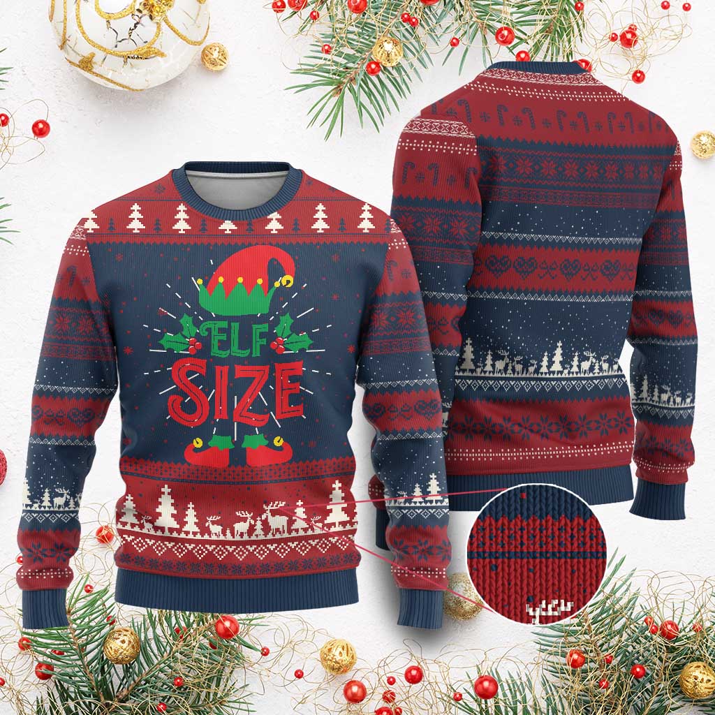 Cute First Christmas ELF Size Ugly Christmas Sweater TS09 Burgundy Print Your Wear