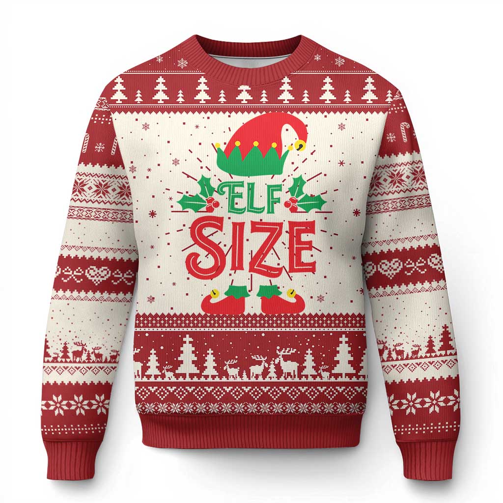 Cute First Christmas ELF Size Ugly Christmas Sweater TS09 Red Print Your Wear