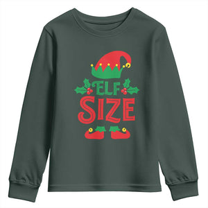 Cute First Christmas ELF Size Youth Sweatshirt TS09 Dark Forest Green Print Your Wear