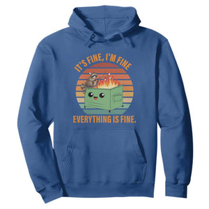 Funny Dumpster Fire Hoodie It's Fine I'm Fine Everything's Fine Raccoon TS09 Royal Blue Print Your Wear