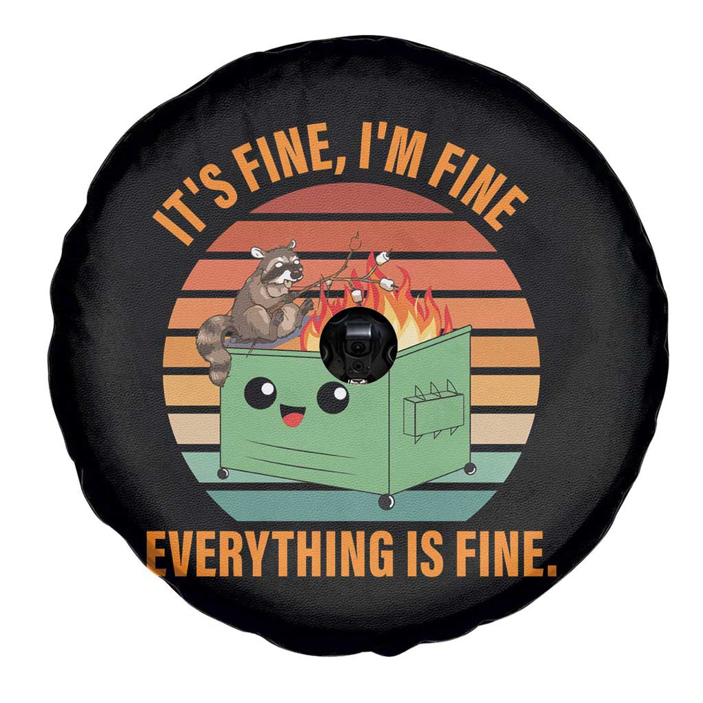 Funny Dumpster Fire Spare Tire Cover It's Fine I'm Fine Everything's Fine Raccoon TS09 Print Your Wear