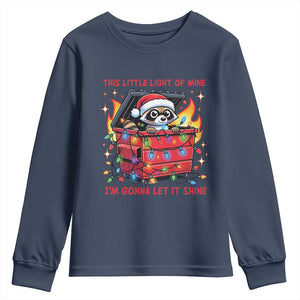 Funny Christmas Youth Sweatshirt This Little Light Of Mine Lil Dumpster Fire TS09 Navy Print Your Wear