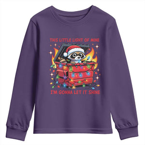 Funny Christmas Youth Sweatshirt This Little Light Of Mine Lil Dumpster Fire TS09 Purple Print Your Wear
