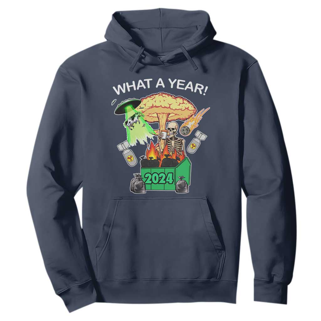Funny Christmas What A Year Dumpster Fire Hoodie TS09 Navy Print Your Wear