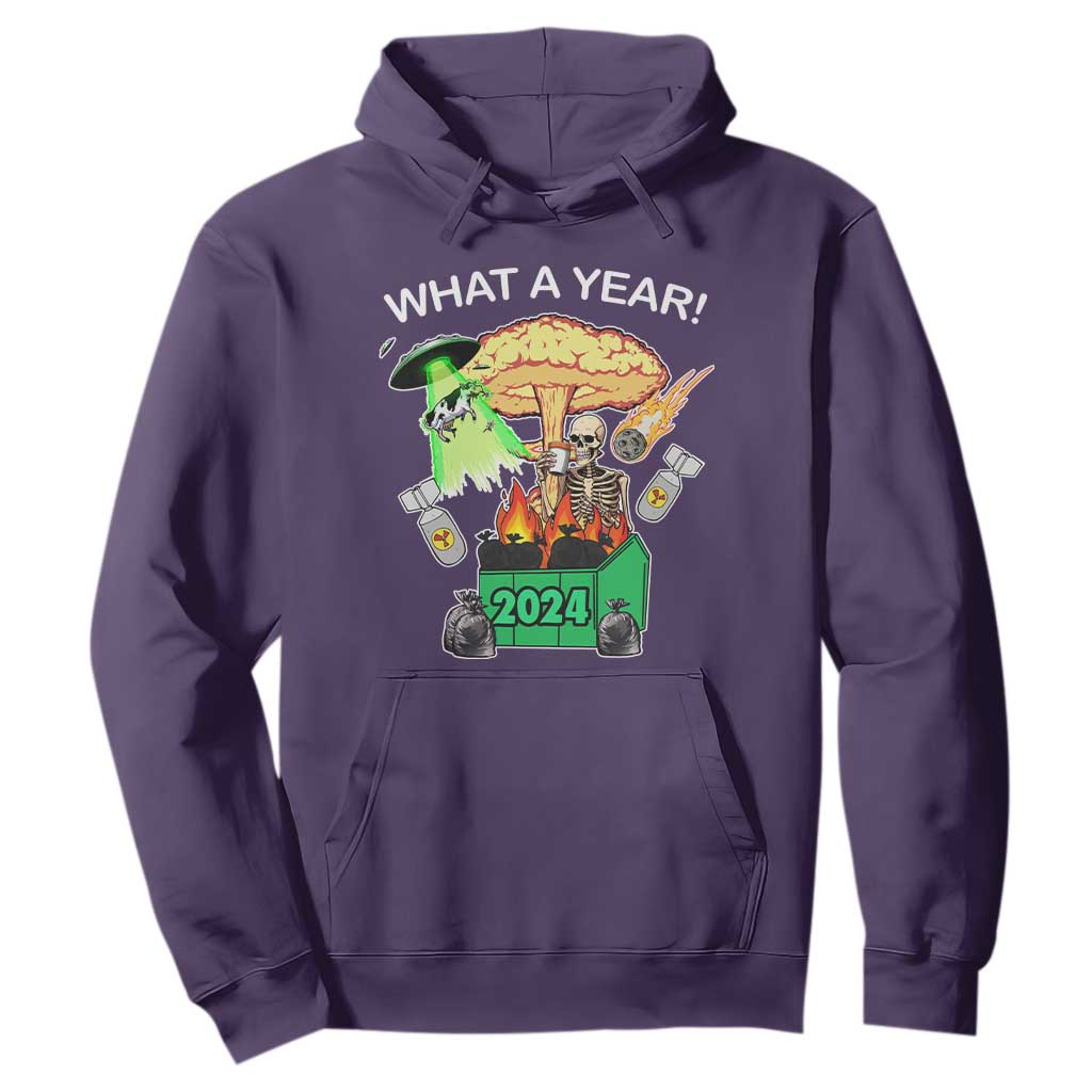 Funny Christmas What A Year Dumpster Fire Hoodie TS09 Purple Print Your Wear