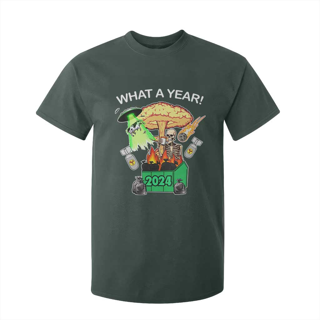 Funny Christmas What A Year Dumpster Fire T Shirt For Kid TS09 Dark Forest Green Print Your Wear