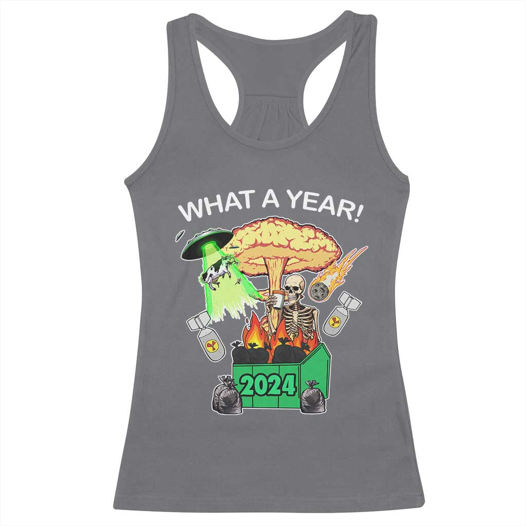 Funny Christmas What A Year Dumpster Fire Racerback Tank Top TS09 Charcoal Print Your Wear