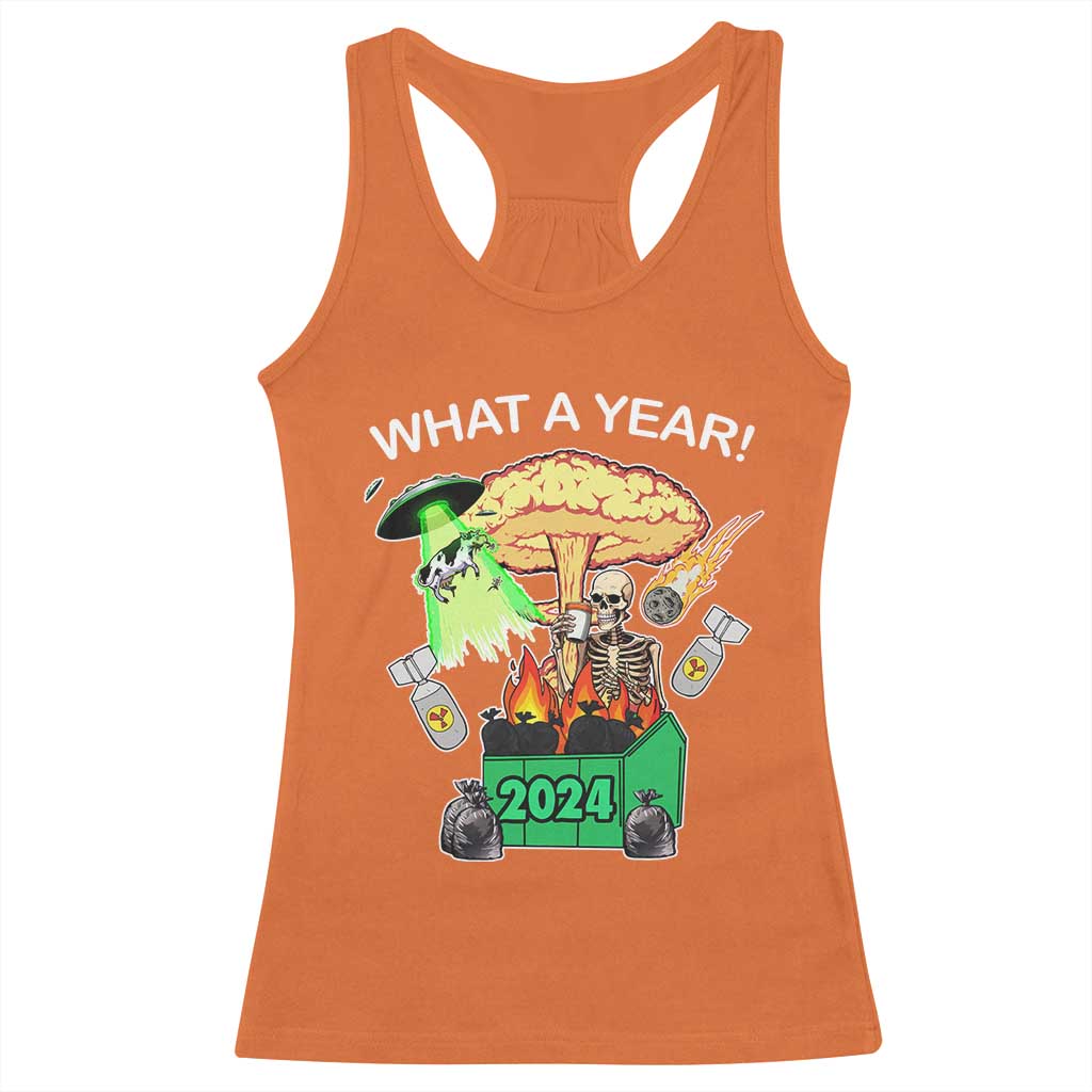 Funny Christmas What A Year Dumpster Fire Racerback Tank Top TS09 Orange Print Your Wear