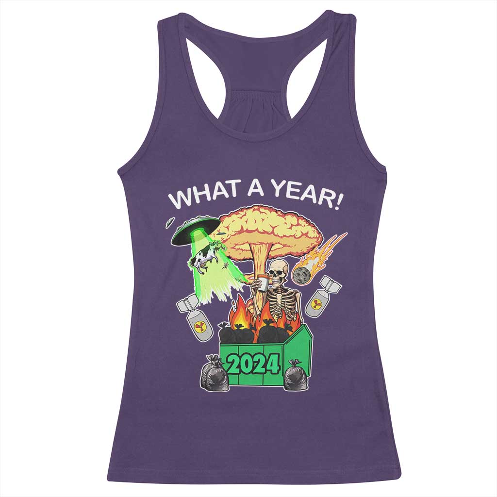 Funny Christmas What A Year Dumpster Fire Racerback Tank Top TS09 Purple Print Your Wear