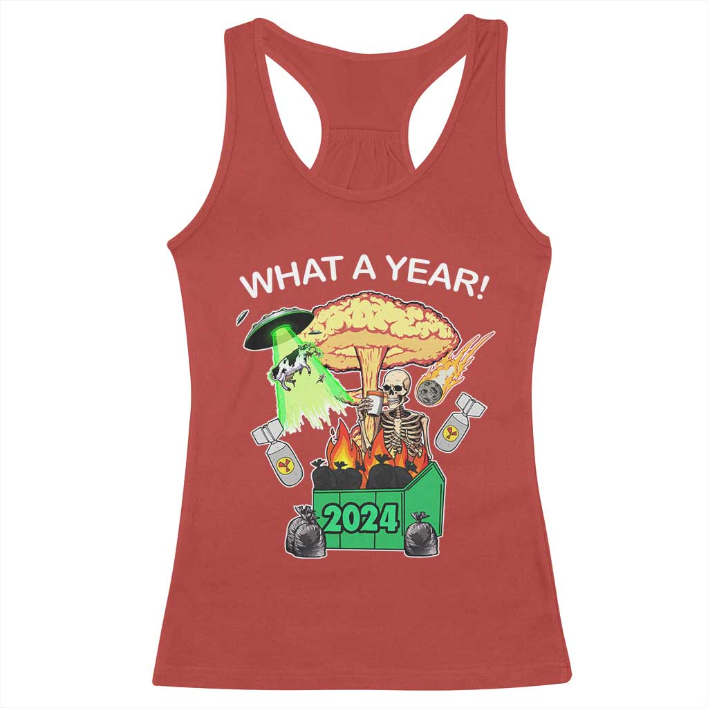 Funny Christmas What A Year Dumpster Fire Racerback Tank Top TS09 Red Print Your Wear