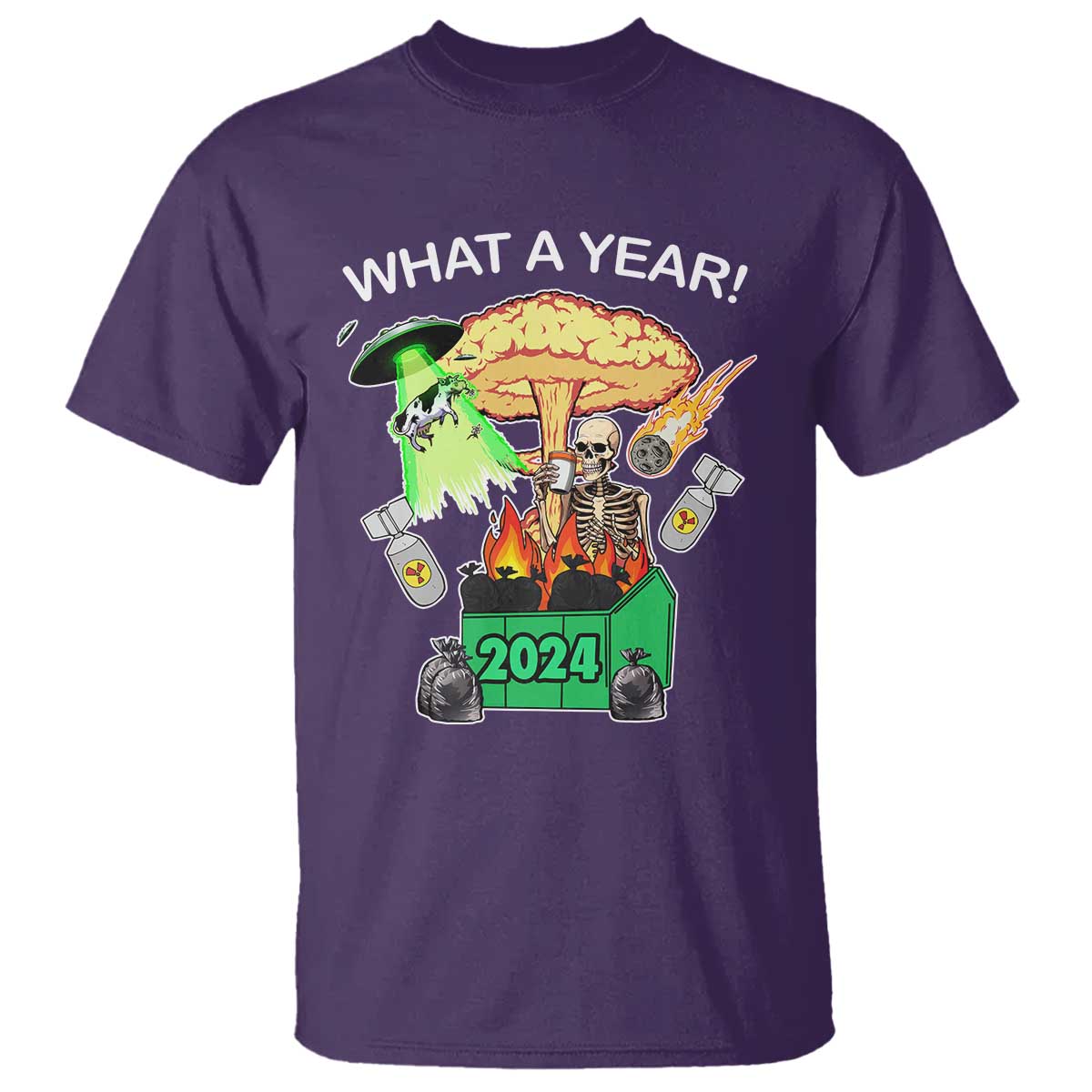 Funny Christmas What A Year Dumpster Fire T Shirt TS09 Purple Print Your Wear