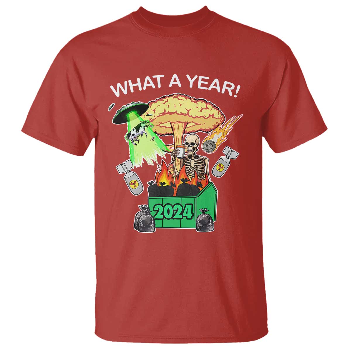 Funny Christmas What A Year Dumpster Fire T Shirt TS09 Red Print Your Wear
