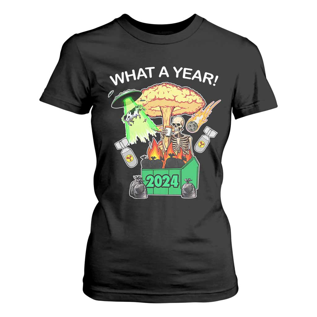 Funny Christmas What A Year Dumpster Fire T Shirt For Women TS09 Black Print Your Wear