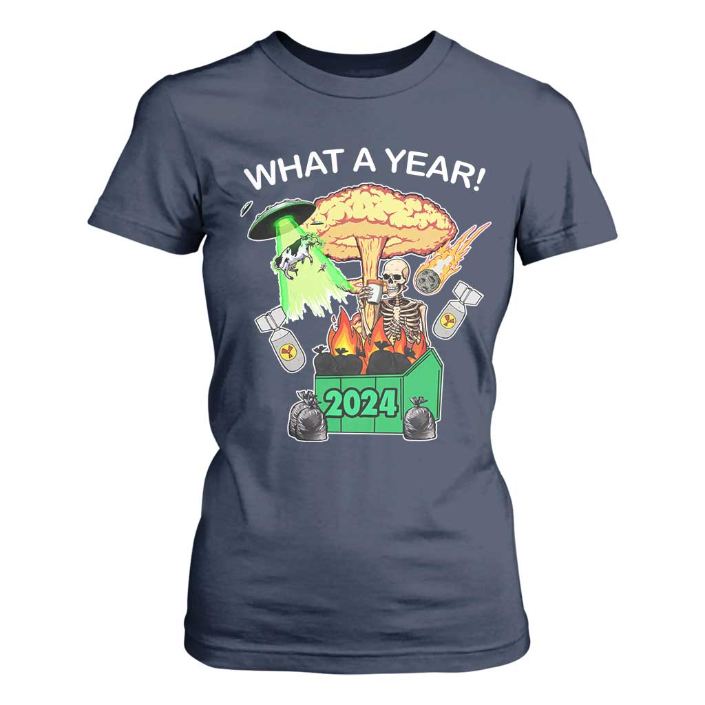 Funny Christmas What A Year Dumpster Fire T Shirt For Women TS09 Navy Print Your Wear